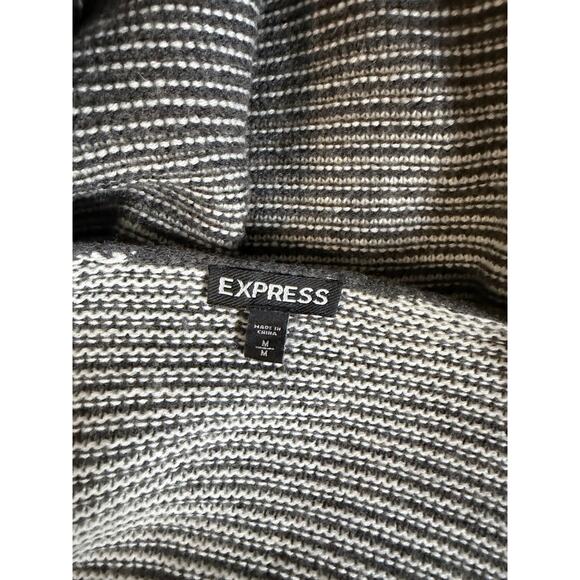 Express Women's Cardigan Sweater Green White Medium Cropped - Picture 4 of 4